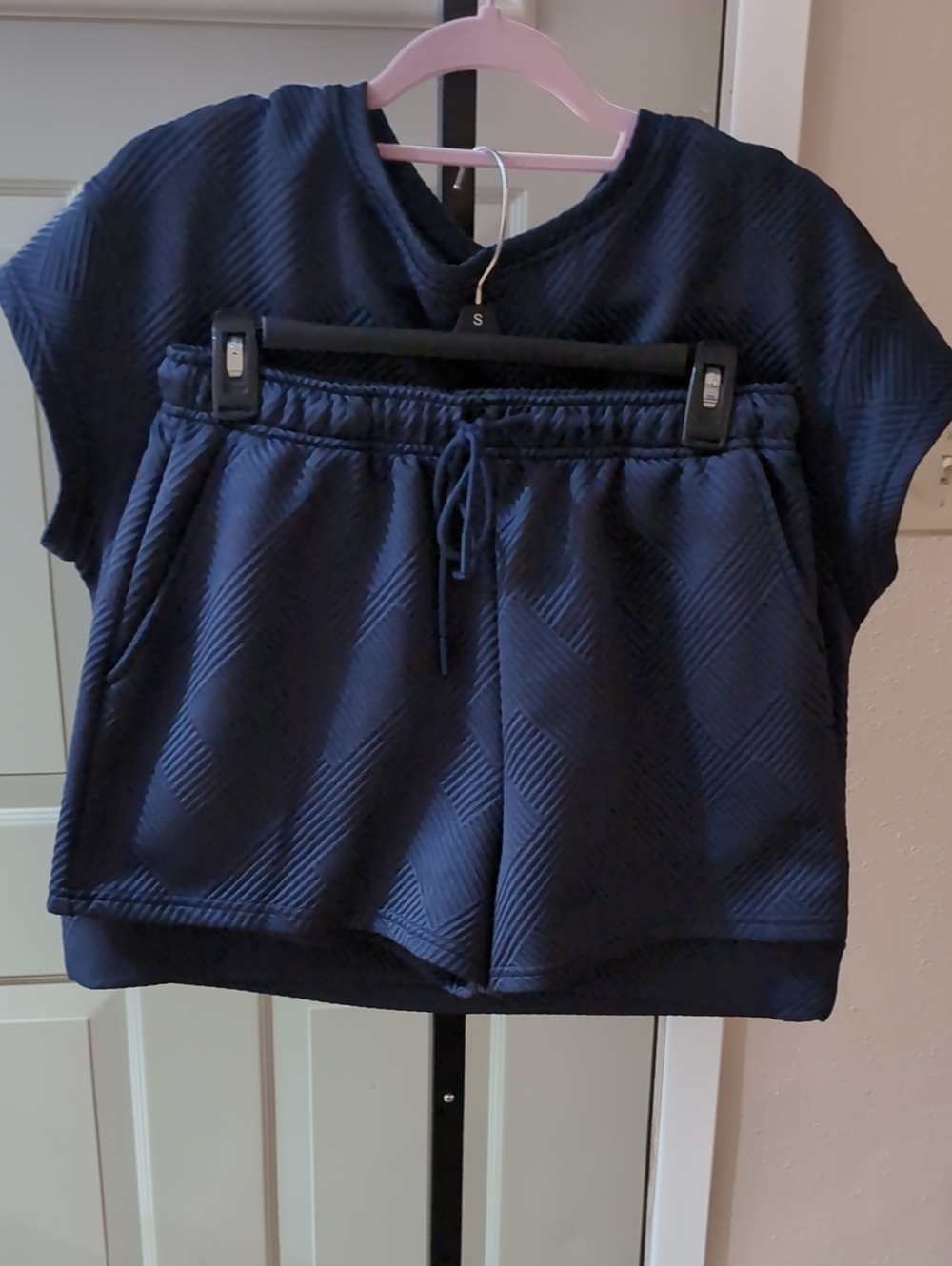 Women's High-Waist Quilted Lounge Shorts - Navy